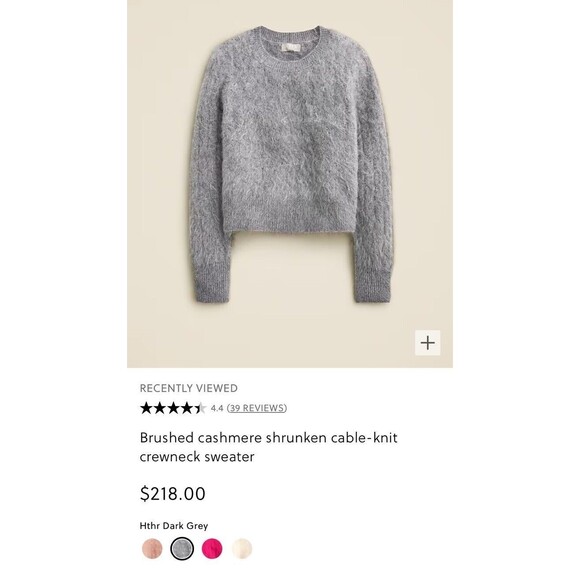 J.Crew Brushed cashmere shrunken cable-knit crewneck Long Sleeve sweater Size M - Picture 2 of 9
